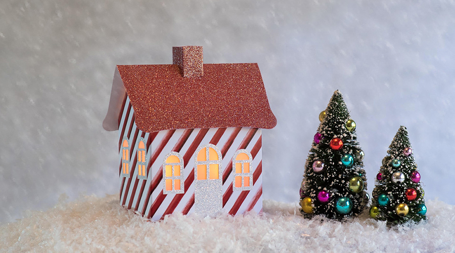 Christmas Village Cottage Candy Cane