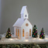 Pop-up White Church on mantle by Dimensional Paperworks