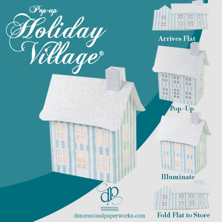 Fire Station Christmas Village House with Gold Foil Dimensional