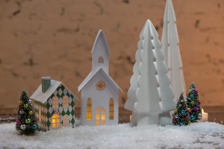 Pop-Up Fold Flat Paper Christmas Village