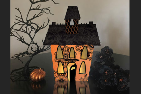 halloween village mansion orange