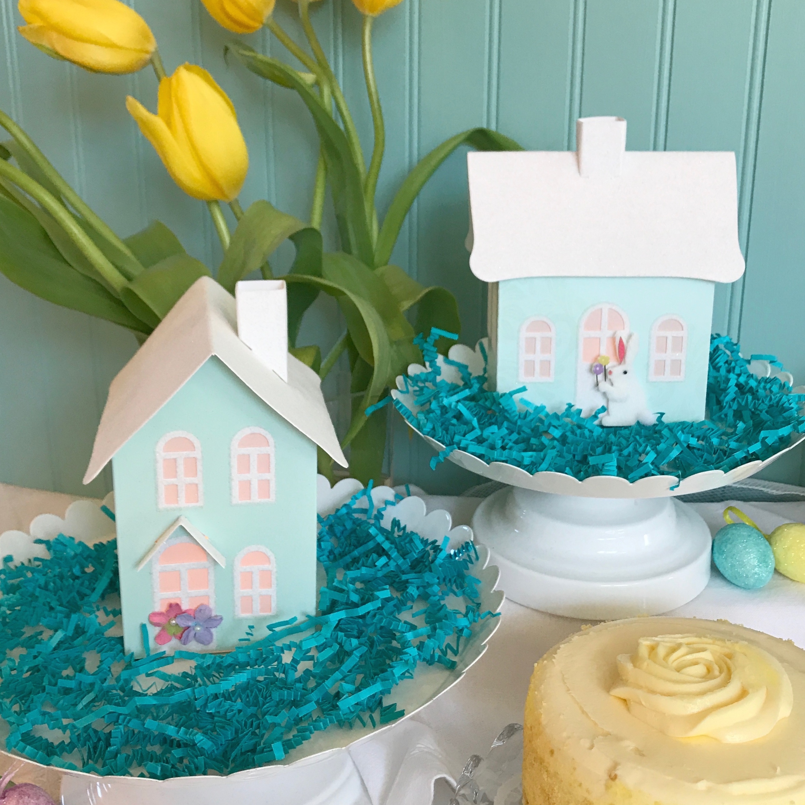 Easter Village Houses Set of 2 Dimensional Paperworks