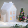 Set-2-Bottle-Brush-Trees-with-White-Pop-up-Village-mantle