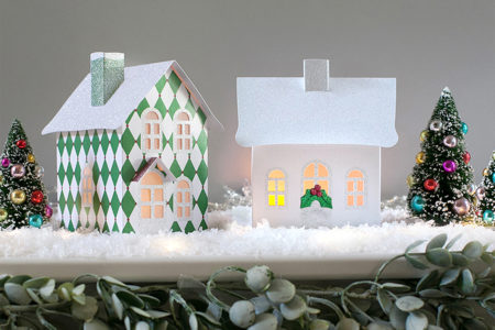 Putz glitter houses, lighted village houses