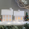 Set of 2 White Christmas Pop-up Holiday Village Houses on Mantle