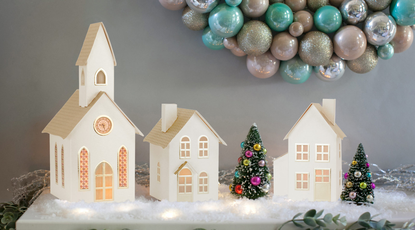 Christmas village gold foil