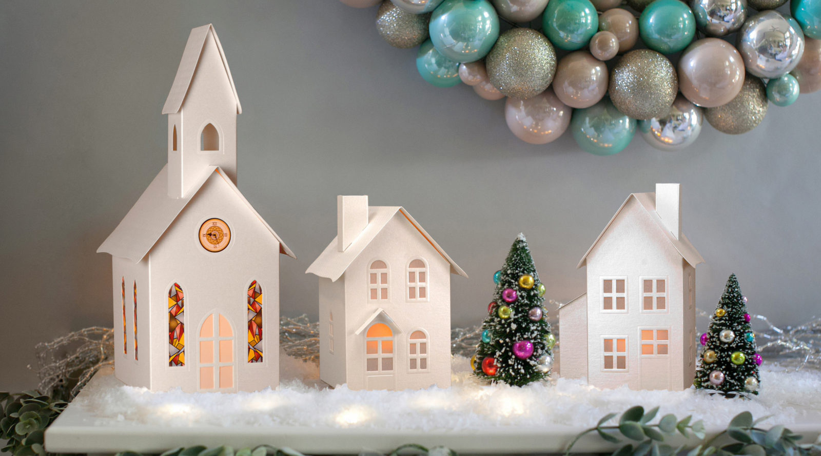 Christmas Village White Pearl Emboss