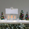 Single Blue Frost Forest Pop-Up Village House on Mantle