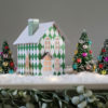 Single Green Harlequin Pop-up Holiday Village House by Dimensional Paperworks